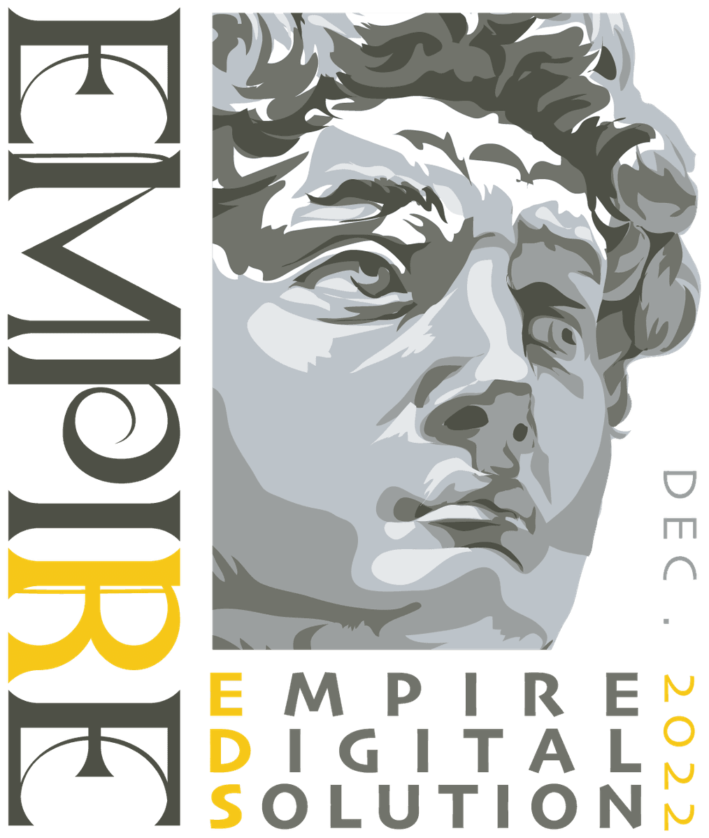 The original Empire Digital Solutions mark from December 2022: Michelangelo's David beside the word EMPIRE